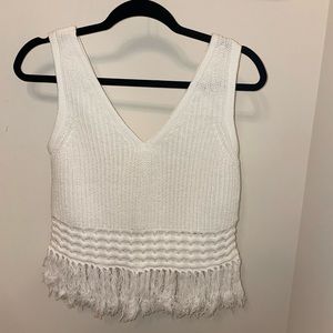 White fringe top
